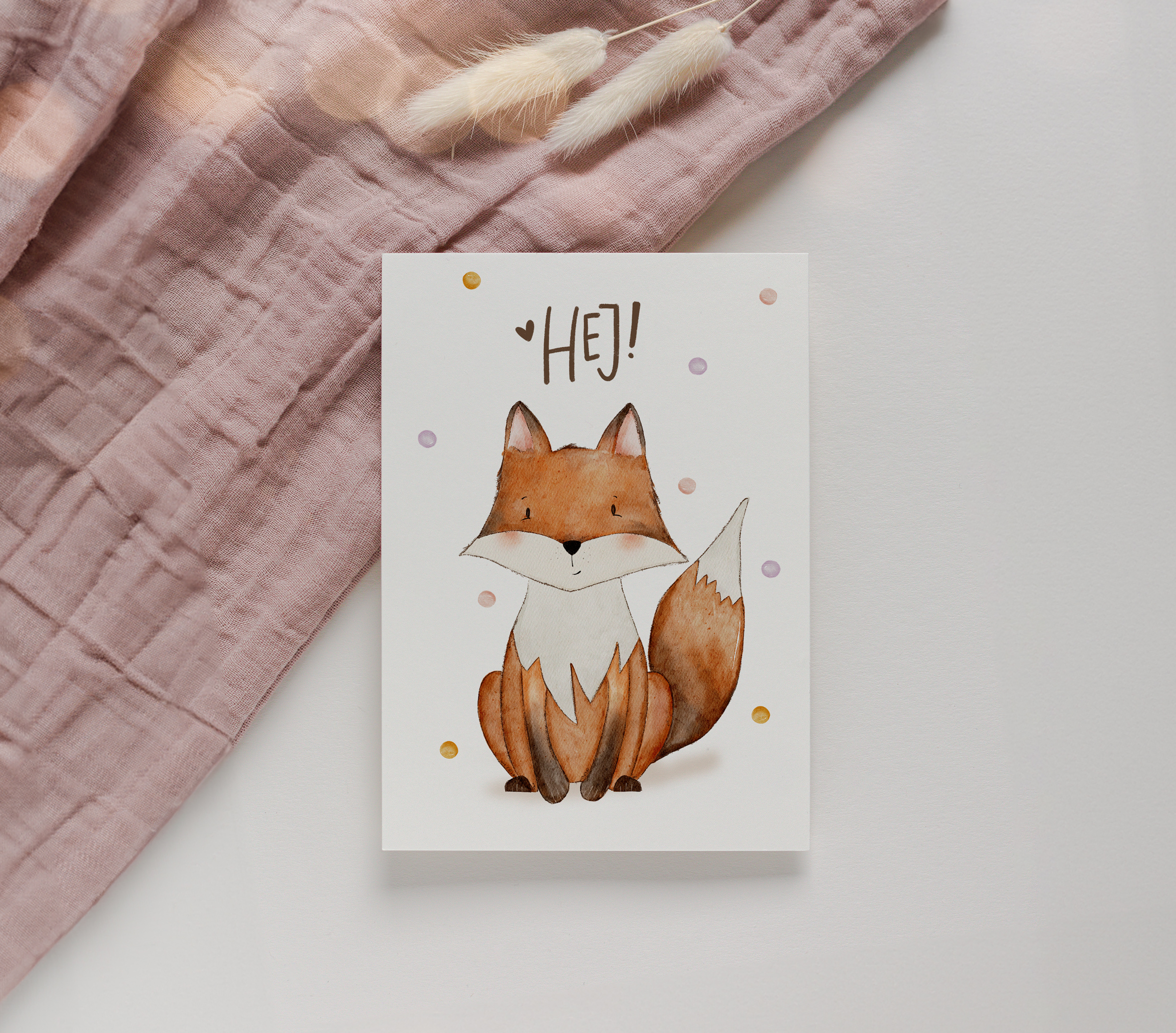 Postkarte A6 Fuchs Handgemalte Watercolor Illustration