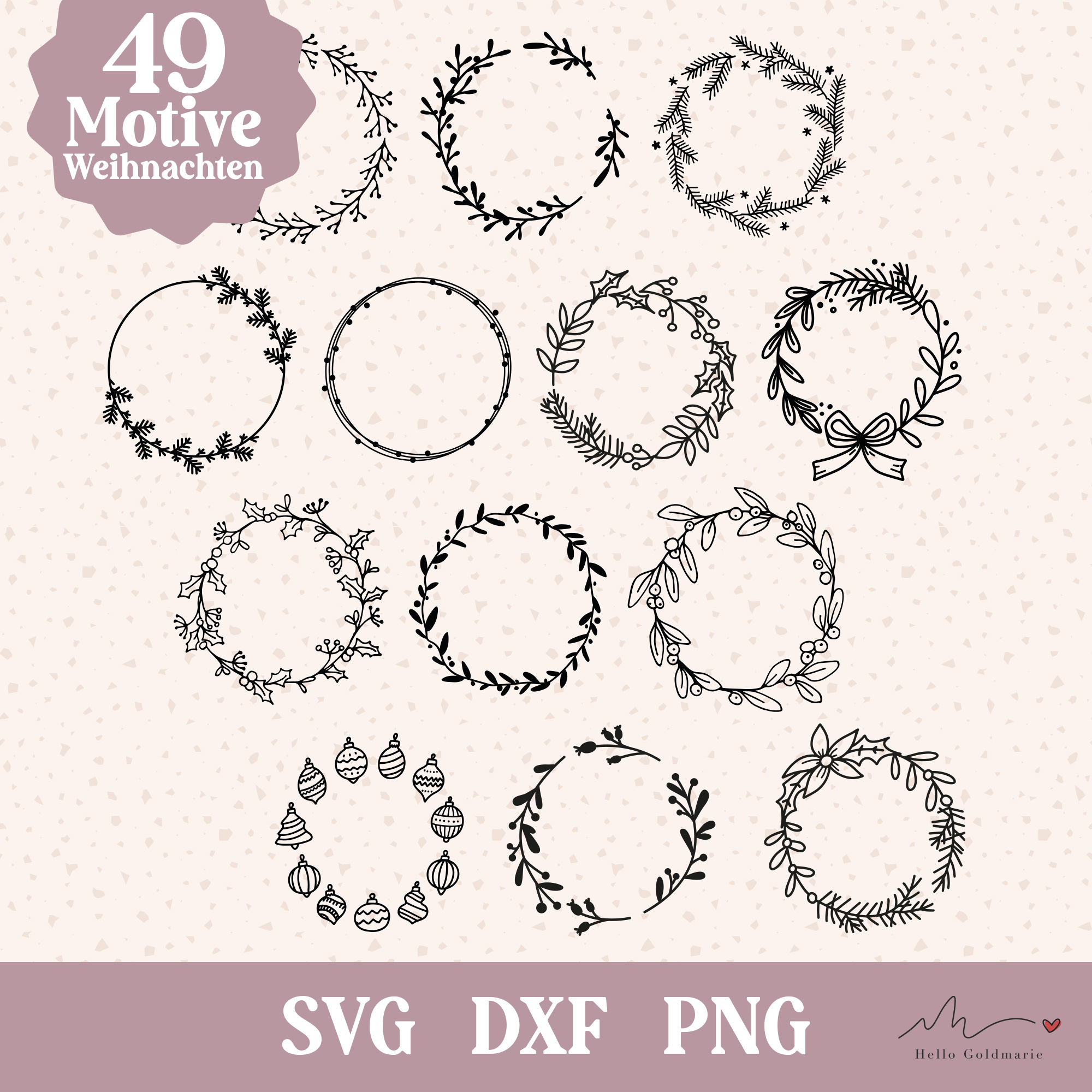 Plotterdatei Weihnachten – Bundle 49 Motive (SVG, DXF, PNG)