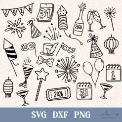 Alternative view of Plotterdatei Silvester Neujahr – Bundle mit 55 Motiven (SVG, DXF, PNG)